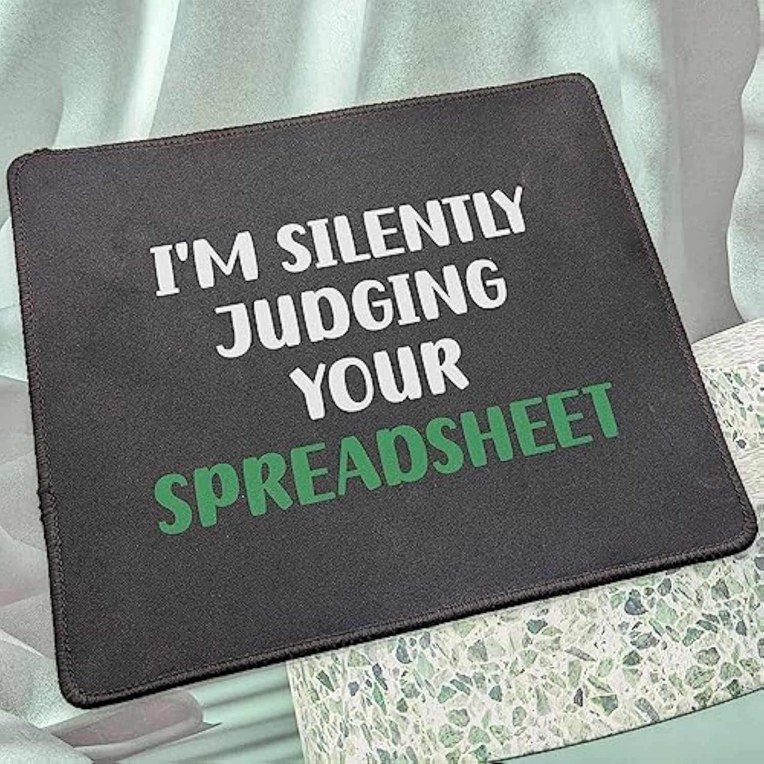 Silently Judging Your Spreadsheet Mouse Pad - Funny Gag Gift For Accountant - Cpa Tax Accounting Gifts - Accounatnts Mouse Mat 9.5 Inch