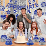 We Appreciate You Decorations, Blue Silver Thank You Decorations Includes We Appreciate You Banner And Employee Appreciation Table Decorations And Hanging Swirls For Pastor Appreciation Decorations