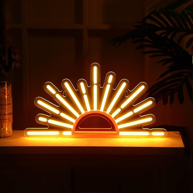 Orange Sunrise Sunset Neon Sign Boho LED Wall Light USB Powered Sun Horizon Decor for Bedroom Living Room