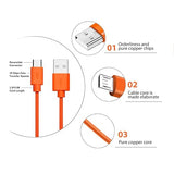 Fast Charging Power Cable for Video Doorbell Camera Battery Replacement Orange