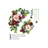 Wedding Decor (Pack Of 2) Welcome Sign Flower Backdrop Garland For Ceremony Reception Wall Easel Home Decoration Entryway Faux Outdoor Board Head Table Decor (Burgundy & Dusty Rose)