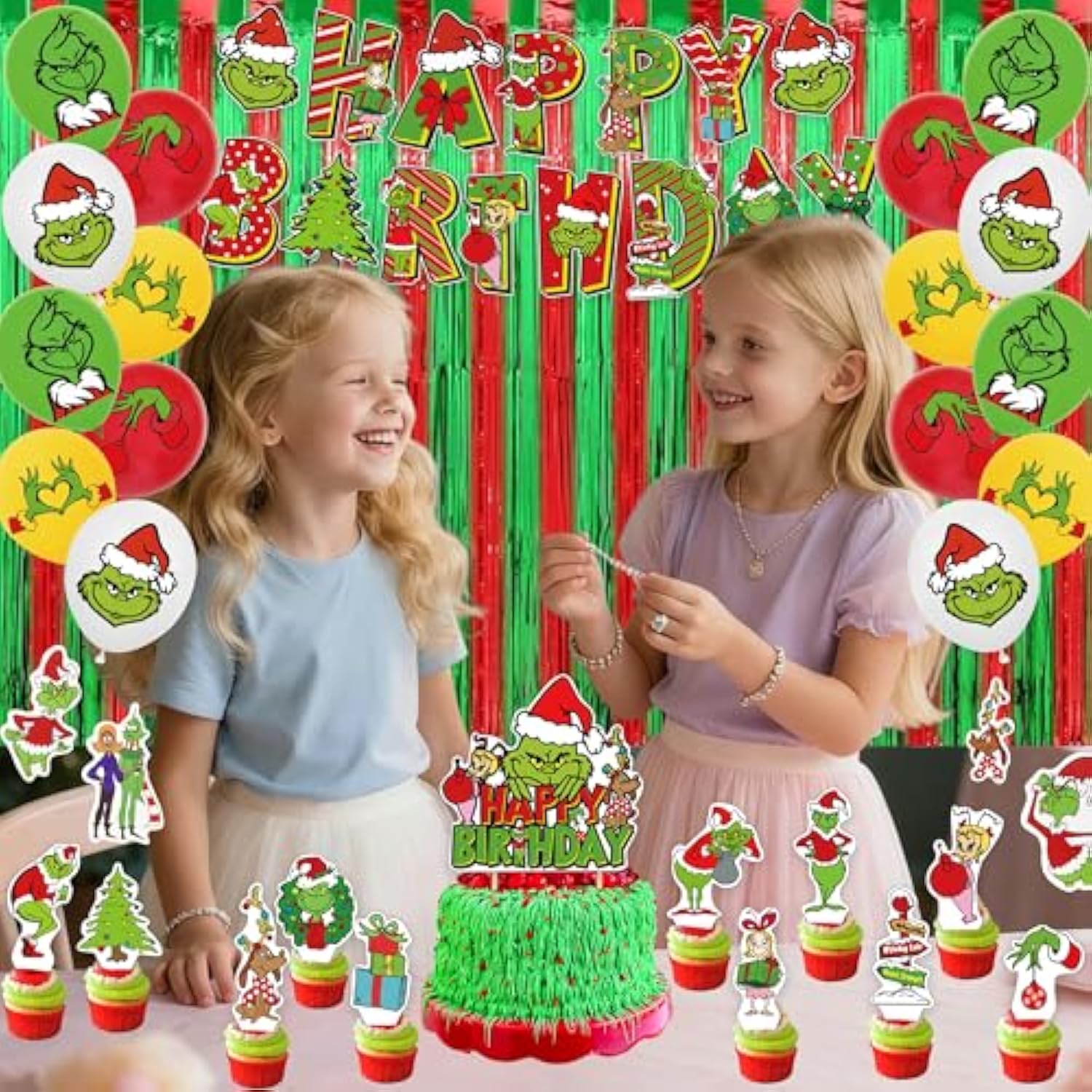 208Pcs Christmas Party Decorations Balloon Rain Curtain Stickers, Holiday Decorations For Families, Schools And Offices, Christmas And New Year'S Birthday Party Decorations.