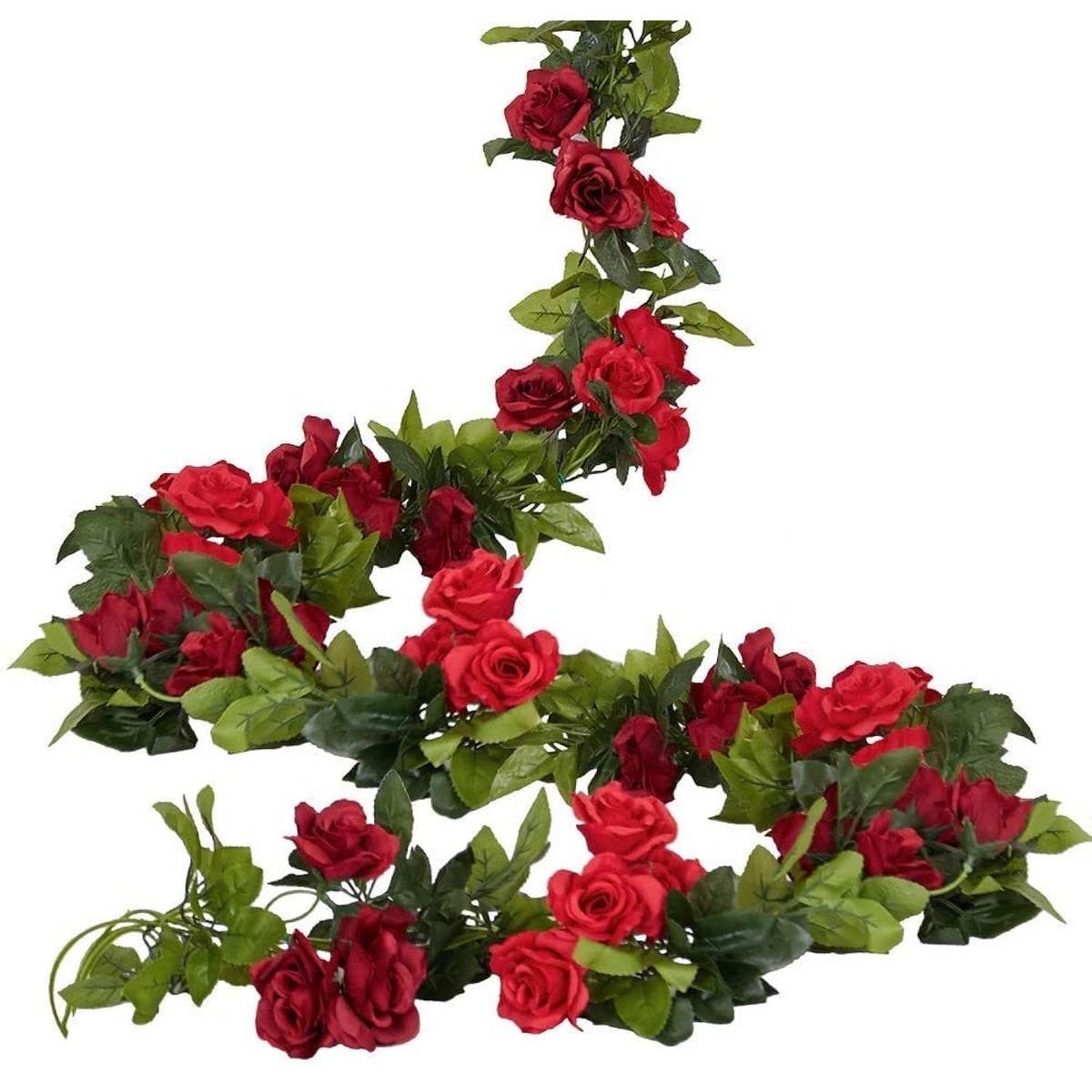 4 Pack(28.8 Ft) Artificial Flower Garland Silk Rose Flower Vines Fake Flower Garland For Backdrop Hanging Garlands Flowers Artificial For Decoration Wedding Arch Room(Red)