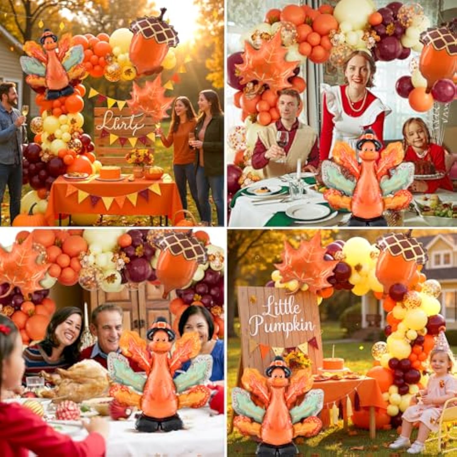 220pcs Fall Balloon Garland Kit Thanksgiving Orange Yellow Burgundy Foil Party Decor