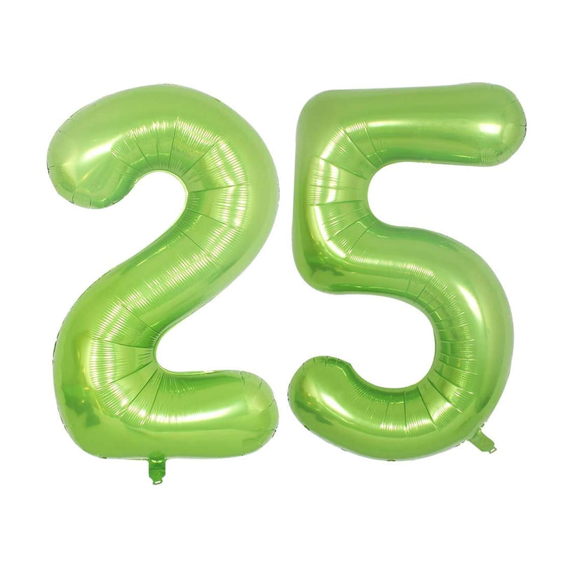 Green Foil 40 In 25 Helium Jumbo Number Balloons, 25Th Birthday Decora