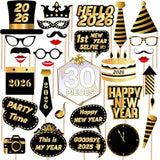 30pc New Year’s Eve 2026 Photo Booth Props Party Decorations