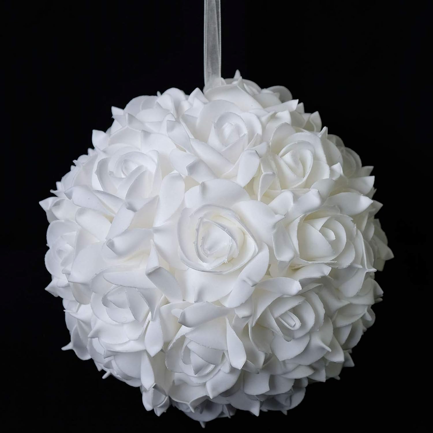 8 Inches Artificial Flowers Roses, Kissing Flower Balls, Diy Wedding Bouquets Party Home Decorations, Set Of 2, White