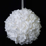 8 Inches Artificial Flowers Roses, Kissing Flower Balls, Diy Wedding Bouquets Party Home Decorations, Set Of 2, White