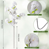 6 Pcs Artificial Spring Cherry Blossoms In Cream Silk Cherry Blossom Branches 43 Inch Long Stem Faux Tree Stems Bouquet Bulk Flowers Vase Arrangements For Home Decor(White,Mixed)