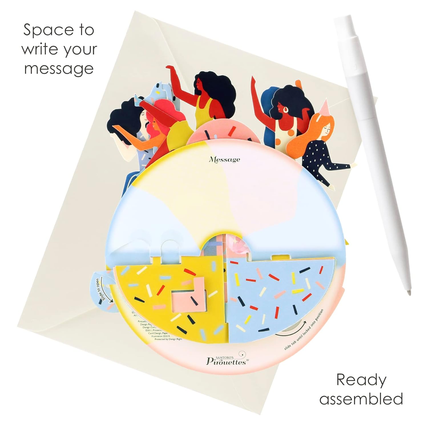 SANTORO Pirouette - 3D Pop Up Birthday Card - Girls Just Wanna Have Fun - Bridesmaid Proposal, Dancing Collectable Card - Birthday Gift, Celebration Card - For Her, For Best Friend, For Mom, For Sister, For Bride
