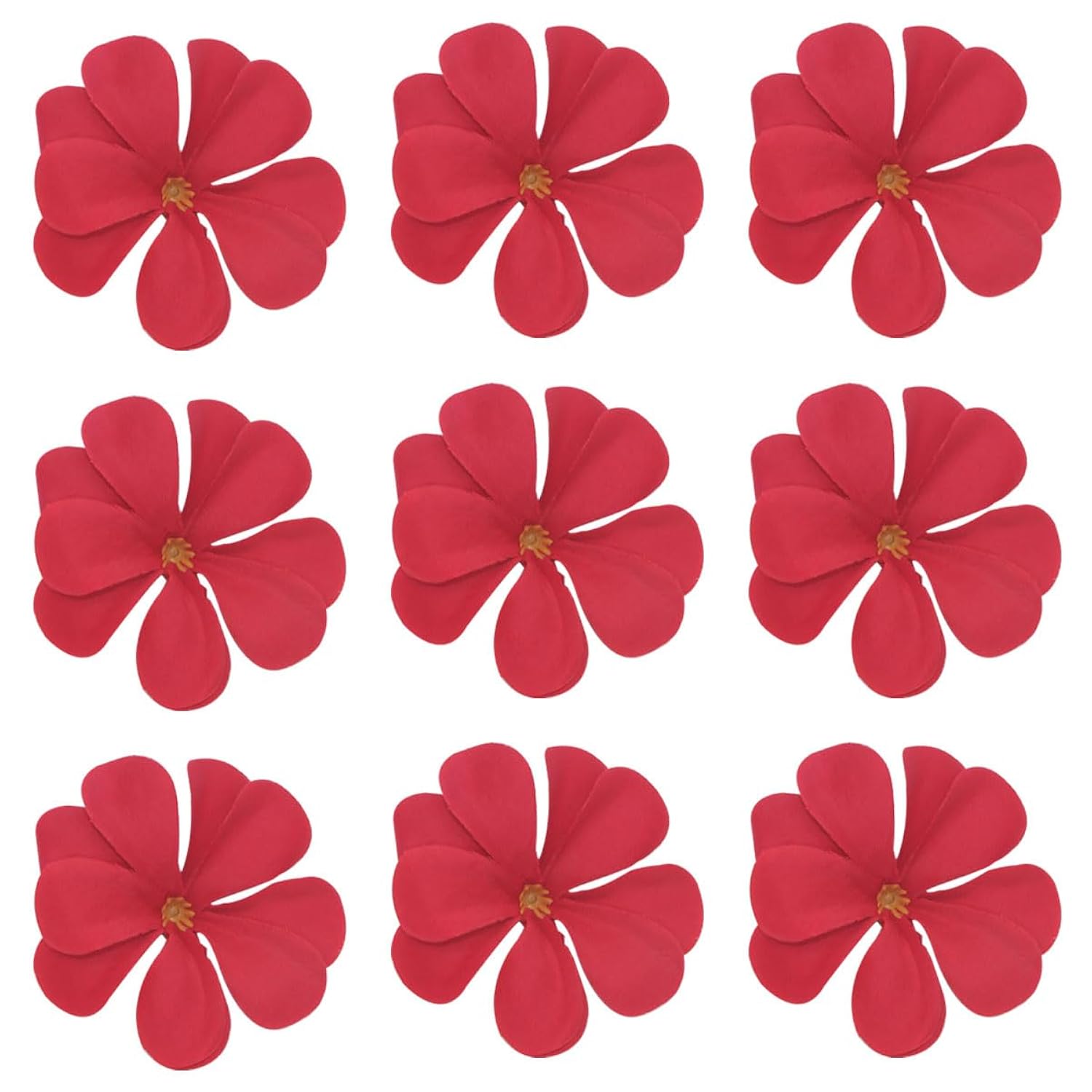 100 Pcs 2.8" Hawaiian Plumeria Frangipani Flower Heads Artificial Flower Heads For Wedding Flowers Garland Diy Jewelry Hair Clips Headbands Accessories(Red)