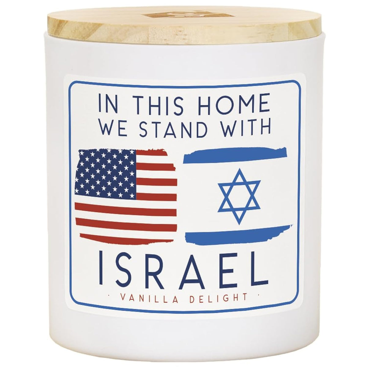 Israel Support Candle - Vanilla Scented, In This Home We Stand With Israel, Usa Pride 11 Oz Soy Candle, Cdl1357