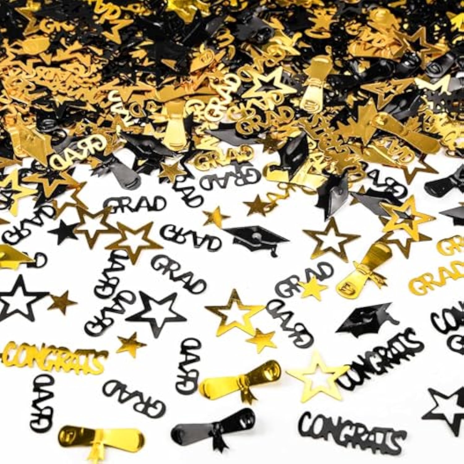 Gold And Black Graduation Confetti 2025, 1000 Pcs Grad Confetti Class Of 2025 Party Table Centerpiece For 2025 Graduation Party Supplies