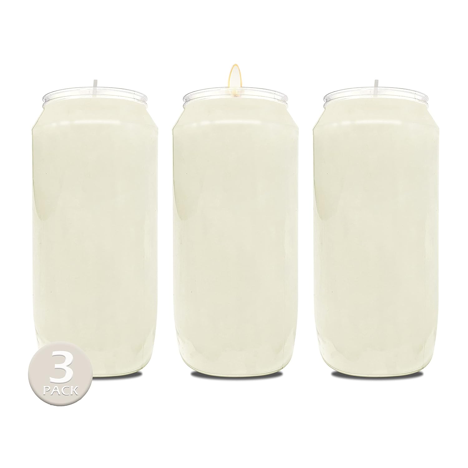 7 Day White Prayer Candles, 3 Pack - 6" Tall Pillar Candles For Religious, Memorial, Party Decor, Vigil And Emergency Use - Vegetable Oil Wax In Plastic Jar Container