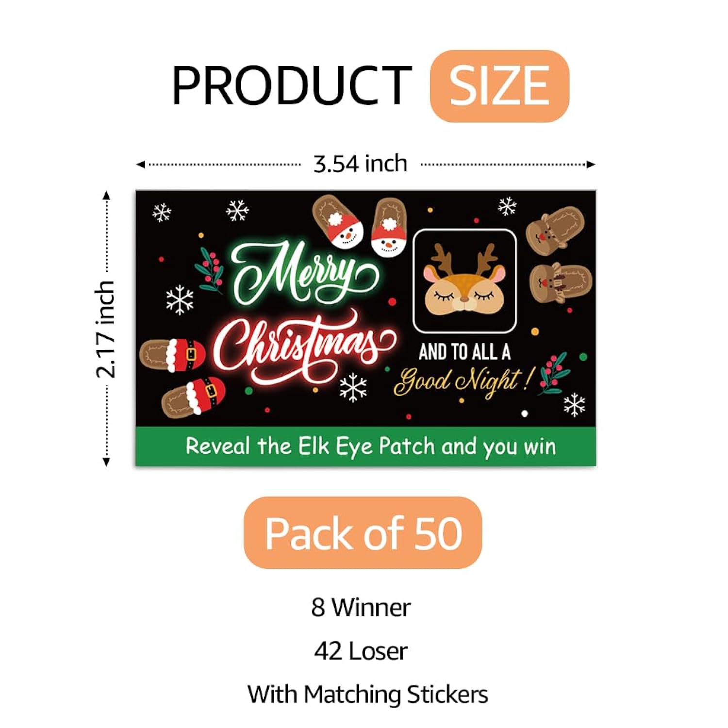 50Pcs Merry Christmas Funny Scratch Card, Christmas Party Scratch Off Game For Elk Lovers, Xmas Birthday Party Supplies, Xmas Raffle Tickets Lottery Game For Family Friends Gathering