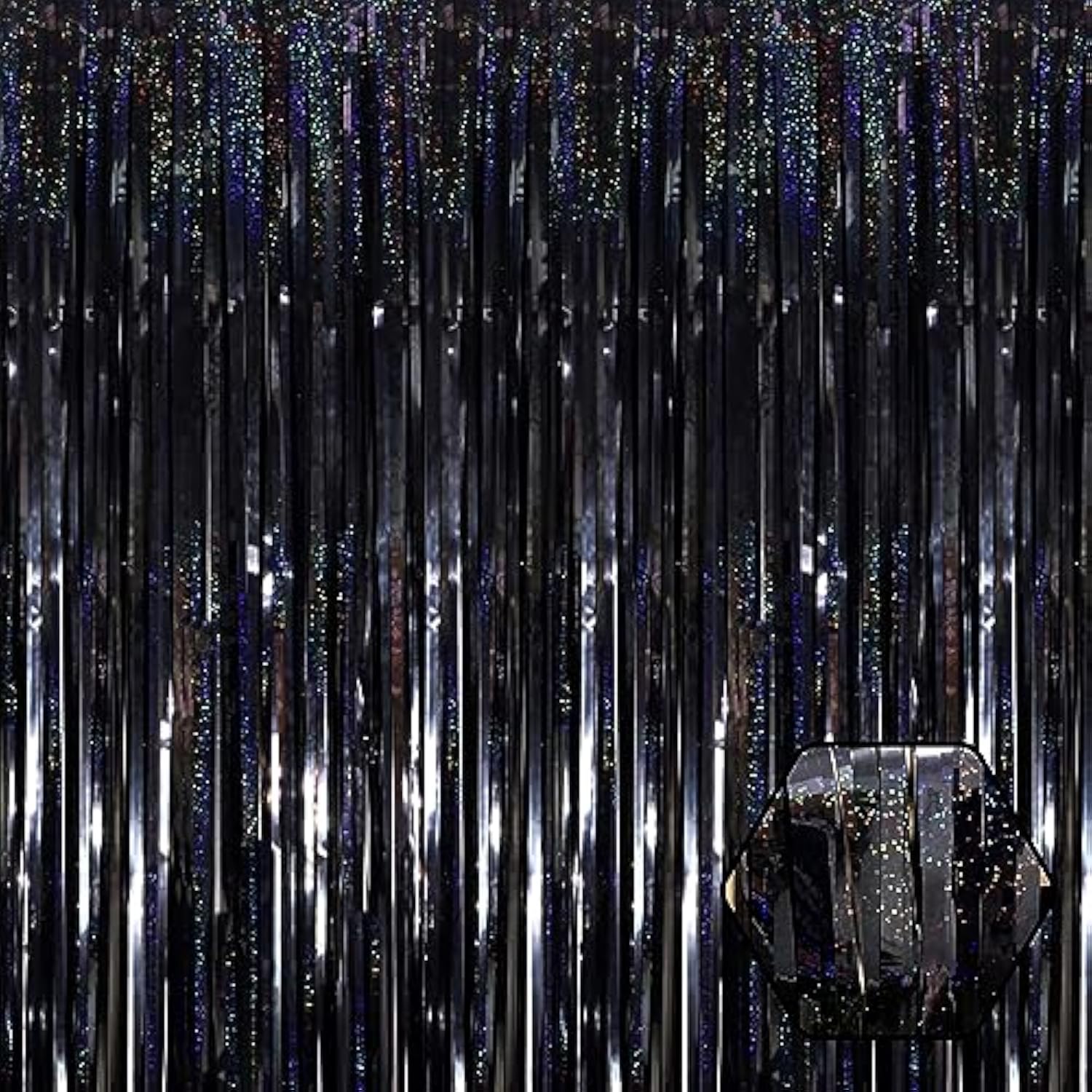 3 Pack Black Foil Fringe Curtains 3.28x8.2ft Backdrop Metallic Tinsel Party Decor