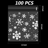 100 Pcs Christmas Snowflake Candy Bags, Goodies With Self Adhesive Candy Bags