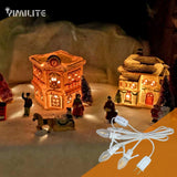3 Base C7 String Bulbs Christmas Village Light Accessory Cord With 3 Led Light Bulb Universal Clip White Cord With On/Of
