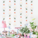 5Pcs Daisy Paper Banner Garlands For Boho Groovy Hippie Party Decorations, Spring Flower Wall Hanging Banner Daisy Paper Cutouts For Girl Birthday Supplies