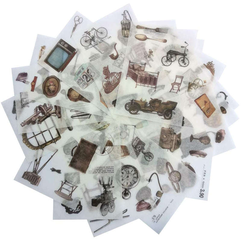 Vintage Stationery Sticker Set (20 Sheets) Retro Things Old Stuff Objects Clas