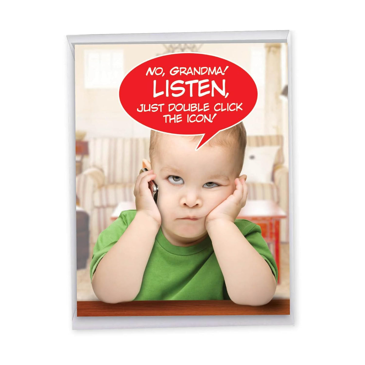 - 1 Jumbo Funny Card For Birthdays (8.5 X 11 Inch) - Cartoon Joke, Humor Bday Card With Envelope - No Grandma Just Double Click J9968