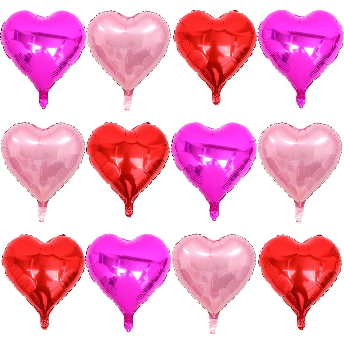 Heart Shaped Balloons Pack Of 12-18Inch Red Pink Rose Red Heart Balloons For Valentines Day Wedding Engagement Anniversary Party Decorations