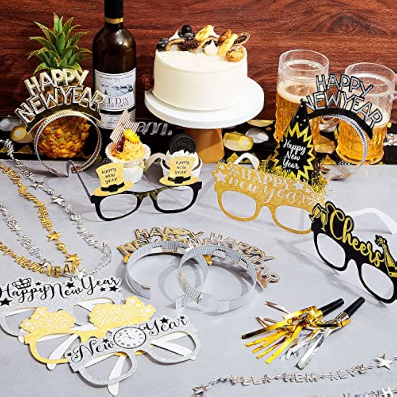 120Pcs 2026 New Year Eve Party Supplies Hats Headbands Glasses Blowouts