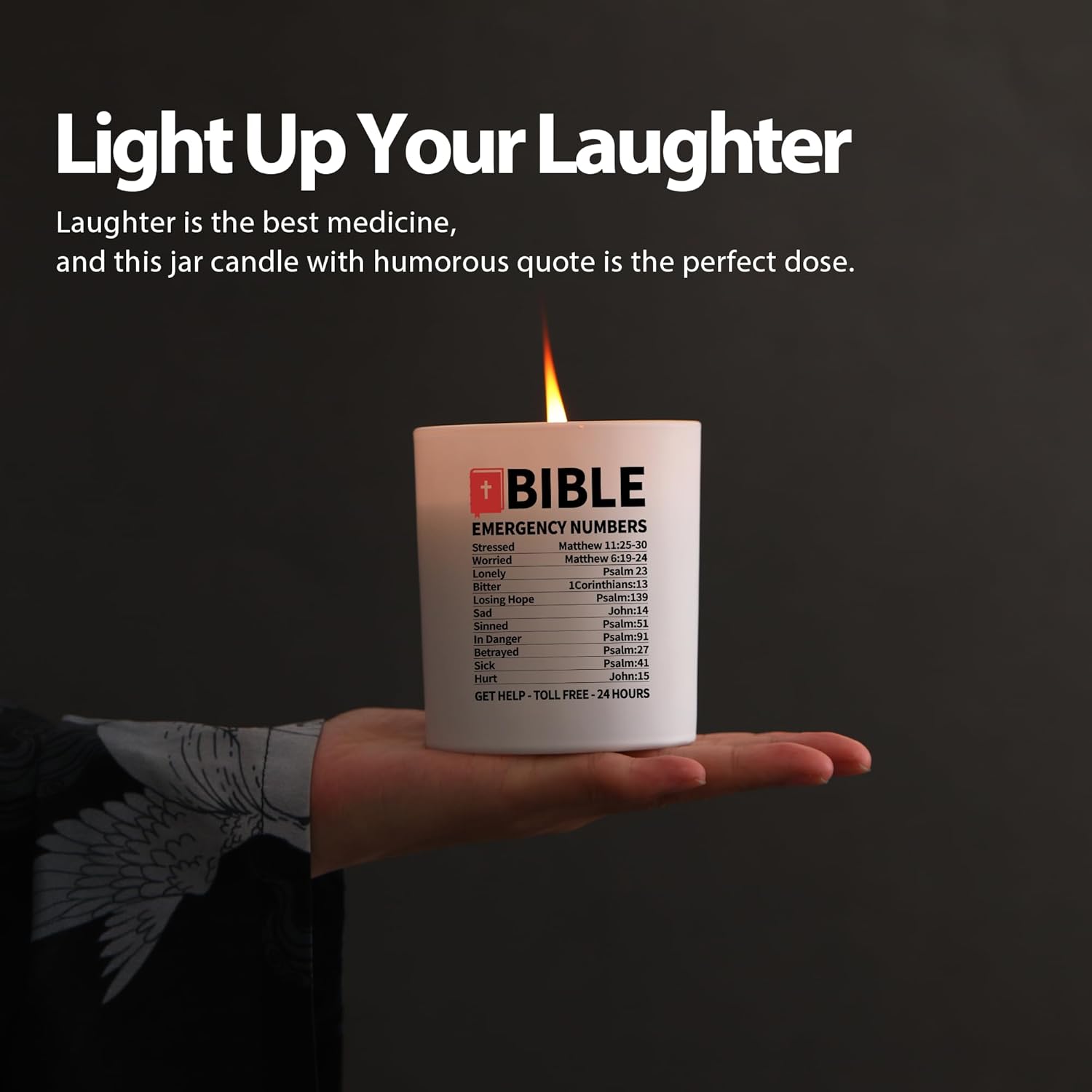 Bible Emergency Numbers Candle Christian Gifts Pastor Minister Bibel Verses Scented Candles Home Office Jar Candles Lavender Scent Soy Wax Candle 9.5 Oz