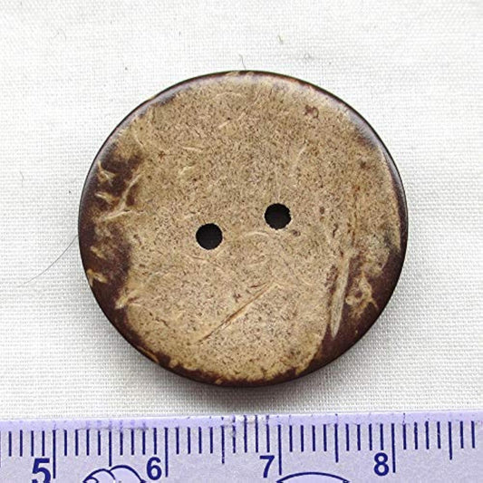 100Pcs 1 1/4"(30Mm) Brown Natural Coconut Shell Coco Button 2 Holes Cr