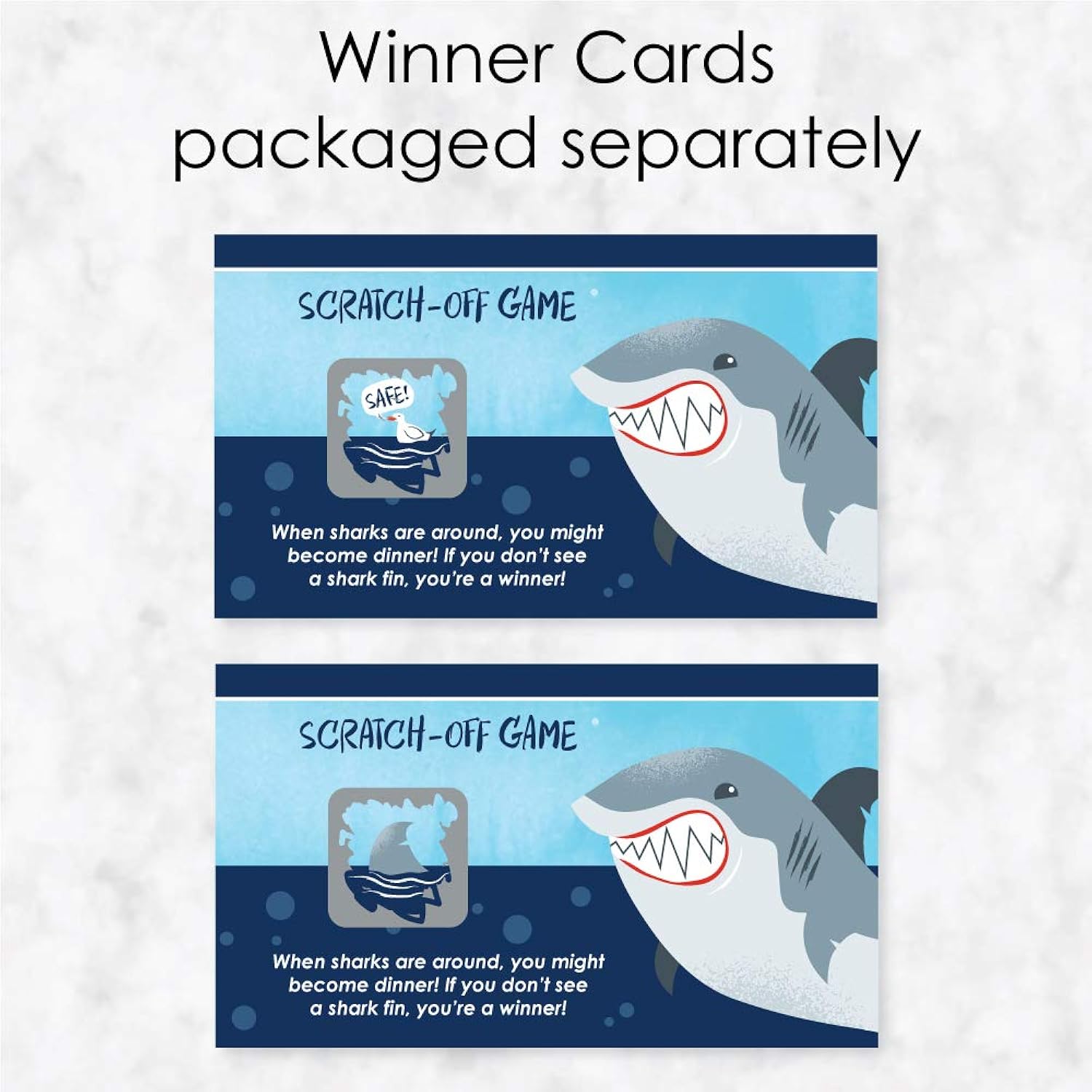 Big Dot of Happiness Shark Zone - Jawsome Shark Party or Birthday Party Game Scratch Off Cards - 22 Count