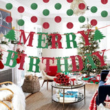 Merry Birthday Banner - Red, Green Glitter, Christmas & Birthday Party Decorations