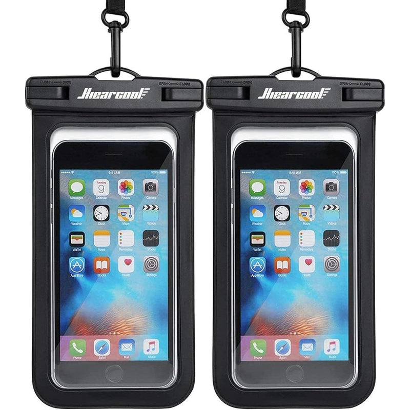 Waterproof Phone Pouch, Universal Case Compatible for iPhone 16 15 14 13 Pro Max Plus Up to 8.3", IPX8 Beach Travel Essentials-Black-2 Pack