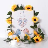 2Pack Artificial Sunflower Garlands Fake Hanging Sunflowers Silk Vines With Green Leaves For Home Decor Wedding Table Craft Party Decoration