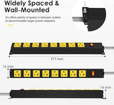 Heavy Duty 20A Surge Protector Power Strip 8 Outlets 1200J 12AWG 6FT Metal Yellow