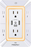 Wall Outlet Extender with Night Light 5 Outlets 4 USB Ports 1680J Surge Protector Multi Plug Adapter