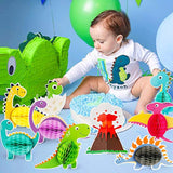 12 Pieces Dinosaur Party Honeycomb Centerpieces Table Decorations, Dinosaur Birthday Party Supplies Paper Center Piece Table Topper For Kids Boys T-Rex Theme Party Baby Shower Decor