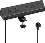 Desk Clamp Power Strip 5 Outlets 8 USB Ports 4 USB C 45W Fast Charging 6FT Surge Protector