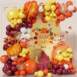Fall Balloon Arch Kit 189PCS Orange Burgundy White Balloons for Thanksgiving Baby Shower Party