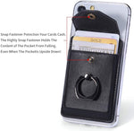 Slim Leather Stick-On Wallet with Ring Stand, RFID Blocking - Black