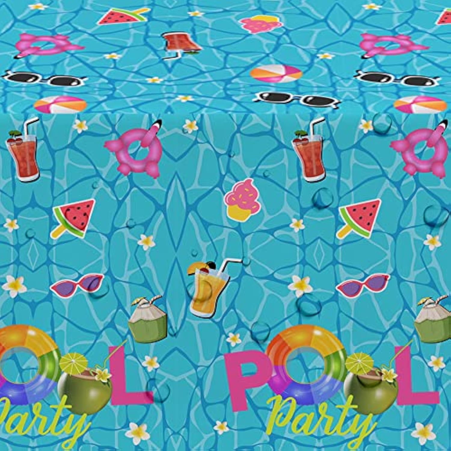 Pool Party Decorations Tablecloth, Disposable Summer Beach Party Tablecover For Birthday Baby Shower, Beach Pool Theme Party Table Decorations, 3Pack, 54In X 108In