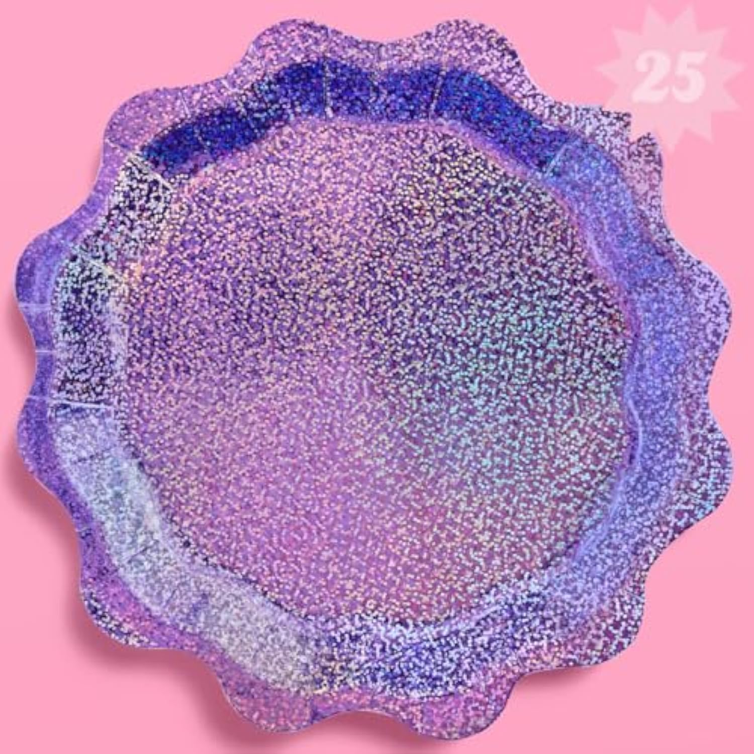 Purple Holographic Foil Plates - 25 Pack | Happy Birthday Party Decorations, Holiday Party, Cool Cake Plates, Purple Bachelorette Disposable Party Plates