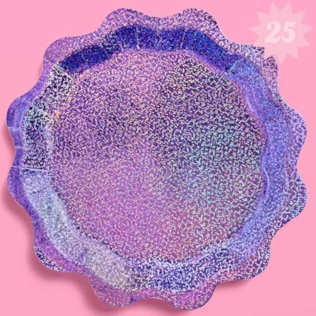 Purple Holographic Foil Plates - 25 Pack | Happy Birthday Party Decorations, Holiday Party, Cool Cake Plates, Purple Bachelorette Disposable Party Plates