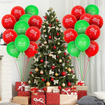 , Merry Christmas Balloons - Pack Of 50, 12 Inch | Printed Red And Green Balloons For Christmas Party Decorations | Holiday Balloons, Christmas Balloons Decorations | Christmas Latex Balloons