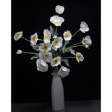Elegant White Poppies, 5-Stem Artificial Flowers In Vase - Realistic Faux Decor For Home & Wedding, Thoughtful Gift For Holiday & Memorial Day