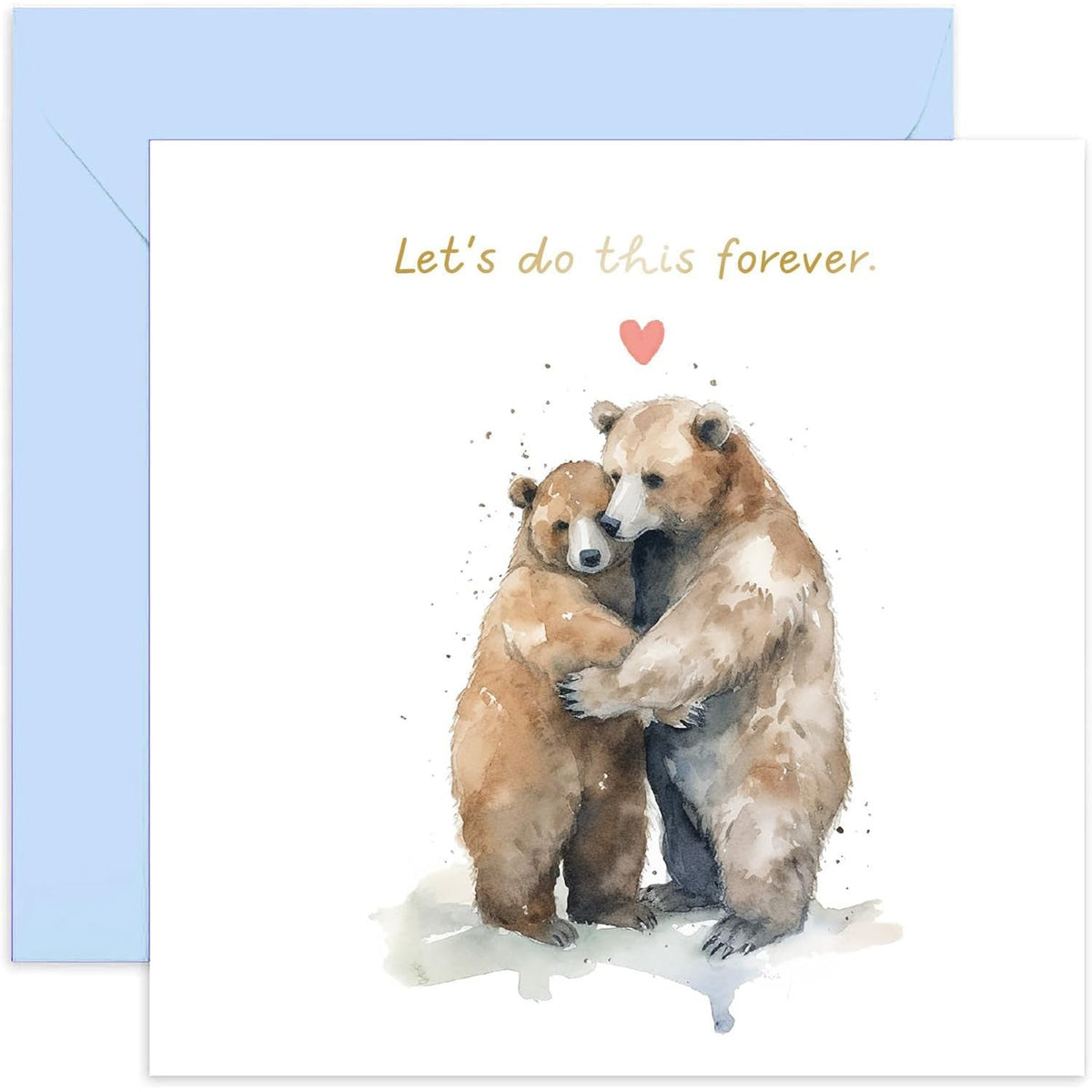 Old English Co. Bear Watercolour Anniversary Card For Wife Husband - Anniversary Card For Couple - Cute Bear Card For Boyfriend Girlfriend - 'Let'S Do This Forever' | Blank Inside With Envelope