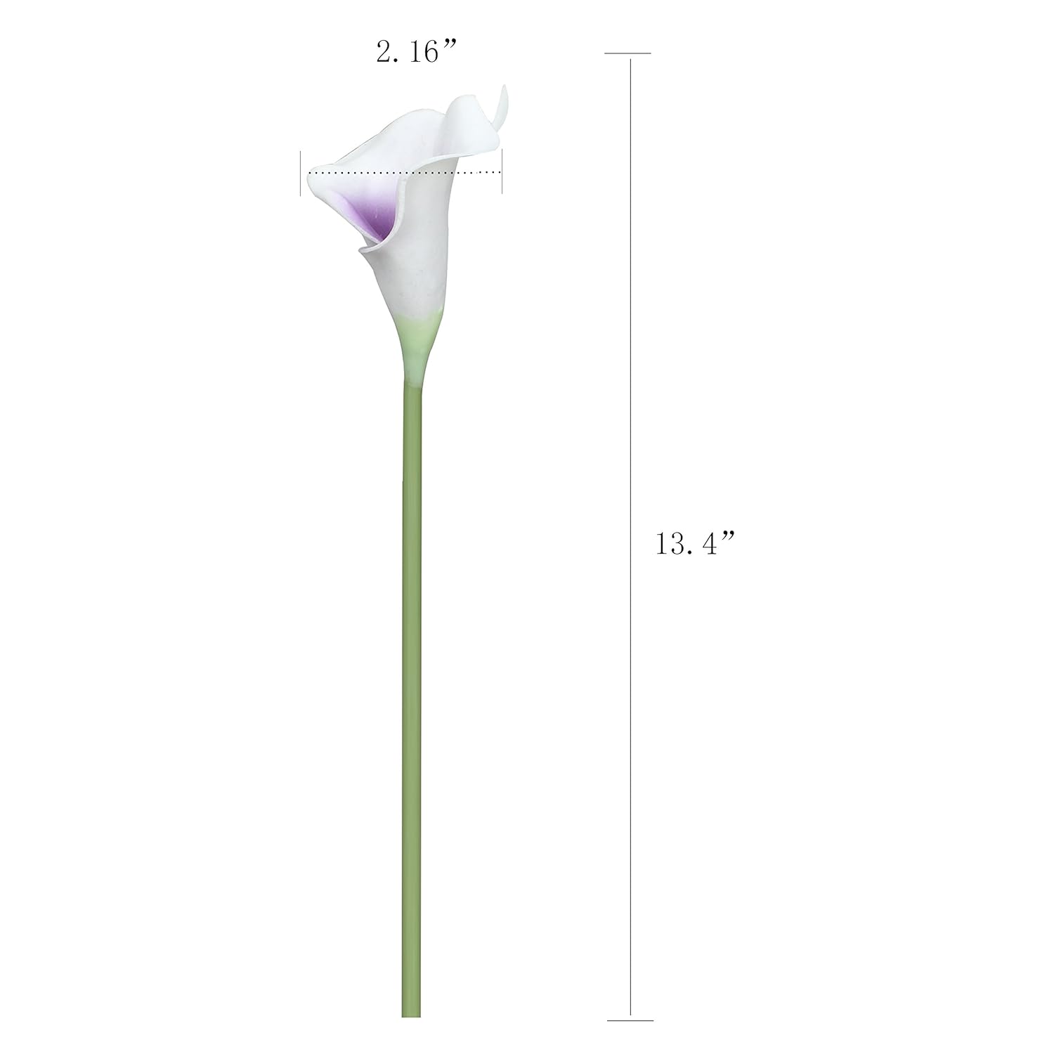 20Pcs Calla Lily Bridal Wedding Bouquet Lataex Real Touch Artificial Flower Home Party Decor (Purple In White)