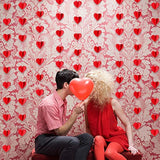 Red Valentines Day 3D Heart Garland Valentines Day Heart Hanging String Garland, 3D Heart Valentine'S Day Hanging Garland Decorations For Happy Valentine'S Day Party Decorations - 4 Pack