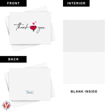 Thank You Greeting Cards And Envelopes – Love Heart Cute Script Artistic Appreciation Cards For Valentine'S Day, Weddings, Anniversaries, Bridal Showers, Birthdays – 4.25" X 5.5" – 10 Per Pack