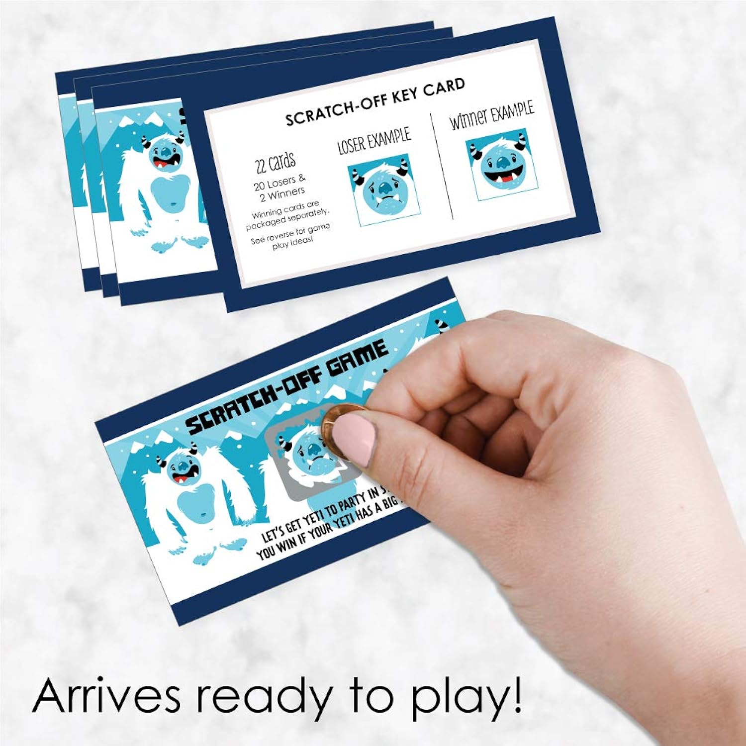 Big Dot of Happiness Yeti to Party - Abominable Snowman Party or Birthday Party Game Scratch Off Cards - 22 Count