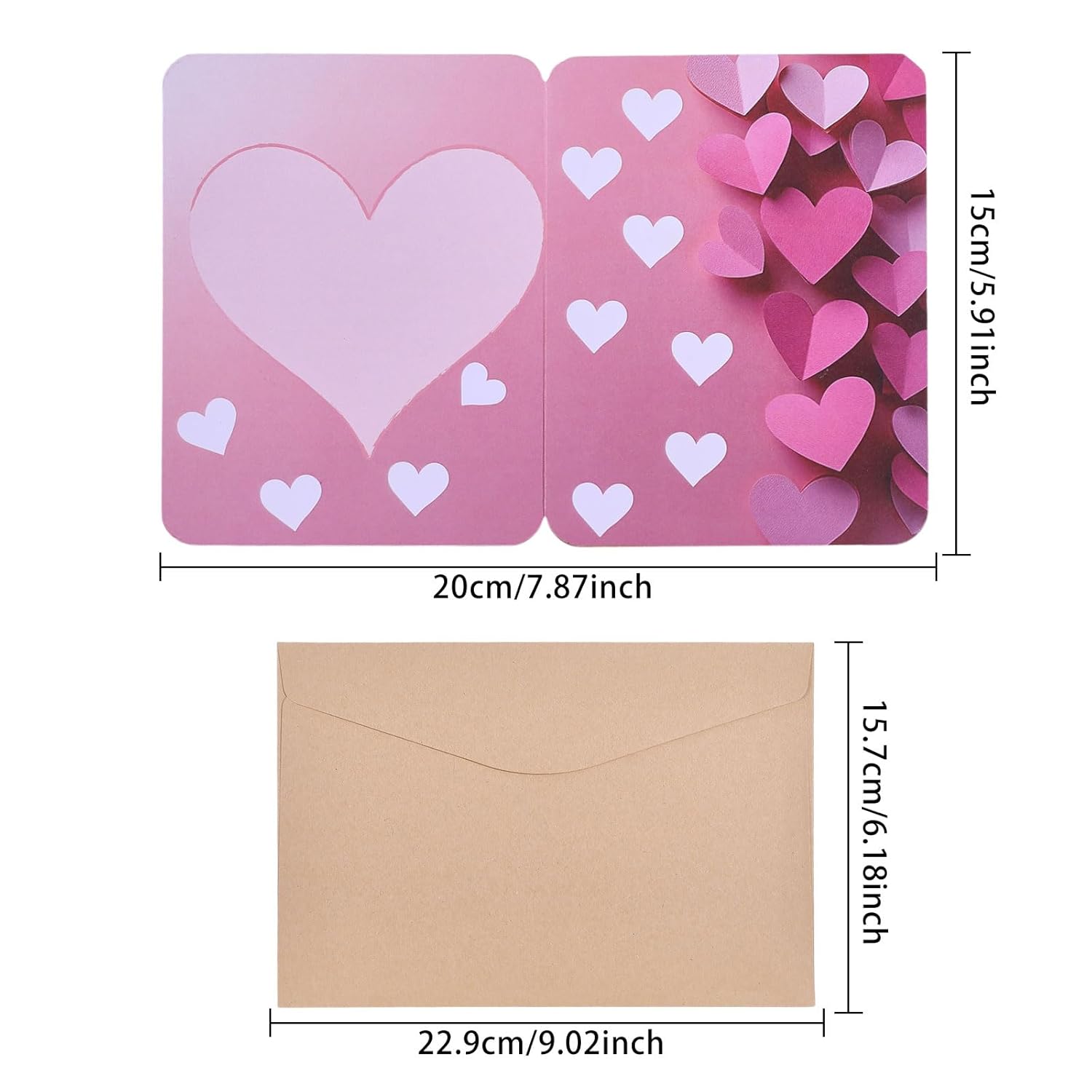 Large Wooden Anniversary Greeting Card With Envelope, Love Heart Wooden Greeting Cards For Valentine'S Day, Weddings, Birthday